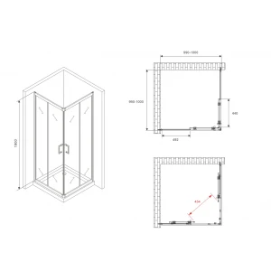 Душевой уголок Abber Schwarzer Diamant 100х100 AG02100B5